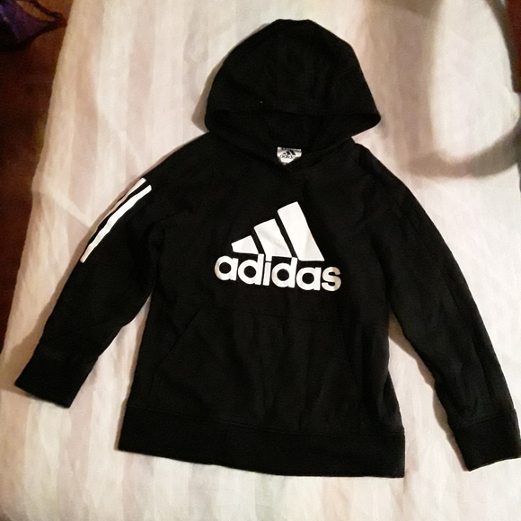 Adidas Boys Age 7 Black & White Hoody Sweatshirt - Picture 3 of 12